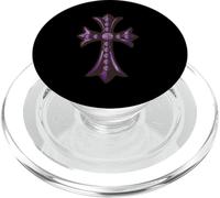 The Pave Diamonds Amethyst Cross PopSockets PopGrip para MagSafe