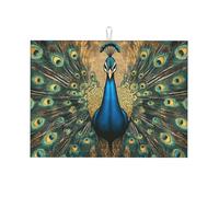 The Peacock Spreads Its Tail and Enlarges - Tapete grande de microfibra para escurridor de platos, reutilizable, lavable, para accesorios de cocina, 18 x 24 pulgadas