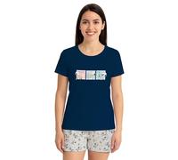 United Labels The Peanuts Snoopy Pijama para Mujer - Conjunto de Pijama de Manga Corta con Pantalones Cortos Azul/Gris (DE/NL/SE/PL, Alfanumérico, M, Regular, Regular, Azul/Gris), azul y gris, M