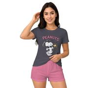 The Peanuts Snoopy - Pijama para mujer - Best Friends - Conjunto de pijama de manga corta con pantalones cortos, color gris/rosa, gris/rosa, L