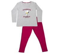 The Peanuts Snoopy Pijama para Mujer - Conjunto de Pijama de Manga Larga con Pantalón Gris/Rojo, gris/rojo, M