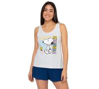 The Peanuts Snoopy Pijama para Mujer - Conjunto de Pijama sin Mangas Camiseta sin Mangas con Pantalones Cortos Gris/Azul, gris/azul, M
