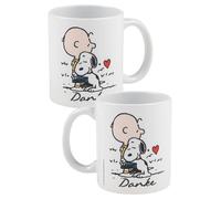 The Peanuts Snoopy - Taza de café con texto "Danke Charlie Brown, taza de café de cerámica, color blanco, 320 ml