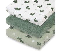 The Peanutshell - Fundas para cambiador de bebé para niños, toallas de mesa para cambiar, decoración de guardería de dinosaurio, artículos de bebé verde salvia