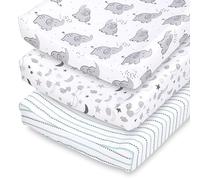 The Peanutshell Fundas para cambiador para niñas o niños, unisex, paquete de 3, elefante celestial