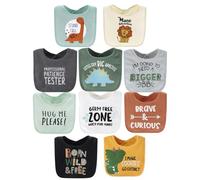The Peanutshell Juego de baberos de rizo para bebé, 10-100% algodón, suaves, absorbentes, para niños pequeños, baberos para recién nacidos y bebés, dinosaurio, Multicolor, talla única