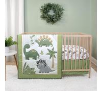 The Peanutshell Juego de Ropa de Cama de 3 Piezas para Cuna de bebé o niños pequeños, decoración con sábana Bajera para Cuna, edredón con Volantes Antipolvo, sueños de Dinosaurios
