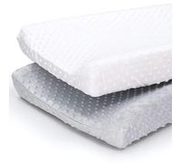 The Peanutshell Minky - Juego de 2 fundas para cambiador, unisex, color gris y blanco