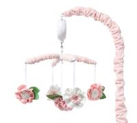 The Peanutshell Móvil de cuna para niñas - Móvil musical rosa para cuna con 12 canciones de cuna, cuna móvil de flores para bebé, decoración floral rosa para guardería
