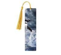 The Penguin Taking Off - Marcapáginas de madera con impresión de doble cara, accesorios artísticos para libros, regalos de cumpleaños para hombres y mujeres, regalos para amantes de los libros