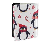 The Penguin with the Scarf Printed Passport Holder, Travel PU Leather Passport Cover Case Organizer for Men Women 6.5 Inch, Black, Talla única
