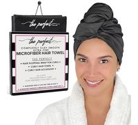 THE PERFECT HAIRCARE Toalla de Microfibra Lisa para el Cabello, Turbante Absorbente para el Secado Rápido Ideal para Relo Rizado y Largo para Mujeres y Chicos, Reduce la Esponjosidad Color Negro