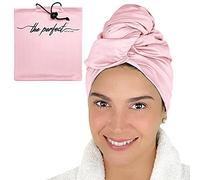THE PERFECT HAIRCARE Toalla de Microfibra Lisa para el Cabello, Turbante Absorbente para el Secado Rápido Ideal para Relo Rizado y Largo para Mujeres y Chicos, Reduce la Esponjosidad Color Rosado
