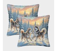 The Perro Eskimo Americano Funda De Cojín Paquete De 2 Modernas para Decoración Poliéster para Sofá, Cama, Silla 40x40cm