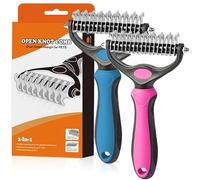 The Pet Pro Grooming Tool For Dogs, 2-In-1 Dematting Comb For Pet Mats, Dual-Sided Dog Rake And Cat Deshedding Brush For Long Haired Dogs, Tangles & Knots Removal (A*C)