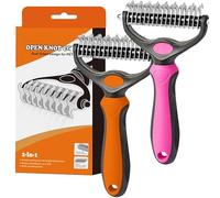 The Pet Pro Grooming Tool For Dogs, 2-In-1 Dematting Comb For Pet Mats, Dual-Sided Dog Rake And Cat Deshedding Brush For Long Haired Dogs, Tangles & Knots Removal (B*C)