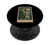 The Pickled Soul Funny Skeleton Pickle Jar Tarot Card Vibe PopSockets PopGrip Adhesivo
