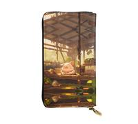 The Pig is Sleeping. Cartera larga de piel estampada (7.5 x 4.1 pulgadas) | Compartimento multifunción extragrande | Gran regalo
