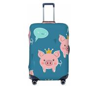The Pig with The Crown - Funda elástica para equipaje de viaje, protector de maleta, funda de equipaje impresa antiarañazos, Black, S