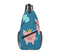 The Pig With The Crown - Mochila cruzada de viaje para hombre, mochila de senderismo