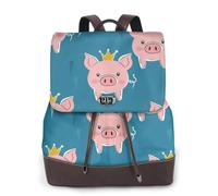 The Pig with the Crown Mochila de viaje para mujer, mochila casual, mochila de cuero estampada para mujer para el trabajo