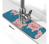 The Pig with The Crown - Tapete de secado para fregadero de cocina, tapete de secado súper absorbente para cocina, baño, fregadero, cafetería, bar, grifo, decoración de regalos (15 x 5.5 pulgadas)