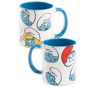 The Pitufos - Taza de café (cerámica, 320 ml), color blanco y azul