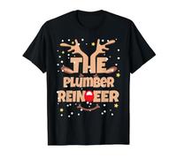 The Plumber Rindeer Funny Christmas Plumber Pajama Group Camiseta gráfica económica, Hombre, Negro, XL