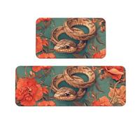 The Poisonous Snake Is In The Flower - Juego de 2 tapetes de cocina acolchados cómodos para decoración del hogar, tapetes de cocina para suelo, antideslizantes, lavables, para lavandería, 43 x 119 cm
