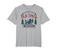 The Polar Express Train Depot Camiseta, Hombre Tallas Grandes, Gris Jaspeado, 3X Alto