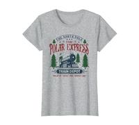 The Polar Express Train Depot Camiseta, Mujer, Gris Jaspeado, S
