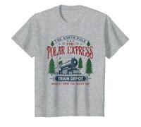The Polar Express Train Depot Camiseta, Niños, Gris Jaspeado, 4 años
