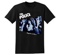 The Police Regatta Blanco Impreso Camiseta para Hombre Unisex Negro Tees, Negro , XL