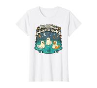 The Pond Is Haunted, Quack Halloween Fun G Spooky Duck Humor Camiseta gráfica económica, Mujer, Blanco, XS