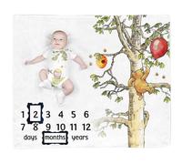The Pooh Bear and Honey Baby - Manta mensual de hito para bebé, regalo para recién nacido, niño y niña, foto tomada, manta de edad del bebé con 2 marcos