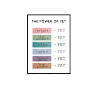 The Power of YET Classroom Sign Growth Mindset Poster for Kids Positive Self Talk Decor Homeschool Learning Wall Art Educational Print(Framed,08x12inch(20x30cm))