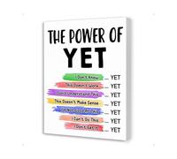 The Power of Yet Mental Health Canvas Art, Growth Mindset Inspirational Quote for Nursery, Preschool and Classroom Wall(Unframed,16x24inch(40x60cm))