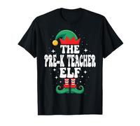 The Pre-K Teacher Elf Funny Christmas Matching Family Camiseta