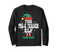 The Pre-K Teacher Elf Funny Christmas Matching Family Manga Larga
