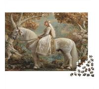 The Princess Rides A White Caballo with Golden Patterns,Rompecabezas para Adultos 1000pcs (75x50cm),Juegos De Desafío De