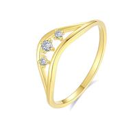 The Promise - Anillo de boda fino con diamantes redondos y oro amarillo para mujer, U 1/2, Oro amarillo de 14 quilates, Diamante