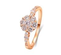 The Promise - Anillo de novia con forma de flor con diamante creado de 0,1 quilates, oro rosa de 18,1 quilates, P 1/2, Oro rosa de 18 quilates, Diamante sintético