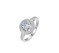 The Promise - Anillo de plata con forma redonda de diamante Pt950 y oro blanco, K 1/2, Oro blanco de 9 quilates, Diamante sintético