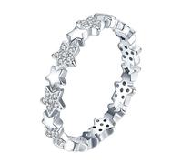 The Promise - Anillo para mejor amiga, estrella con forma redonda, moissanita, oro blanco, regalos únicos para mujer, T 1/2, Oro blanco de 14 quilates, Moissanita