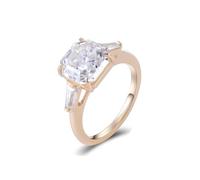 The Promise - Juego de anillos cuadrados geométricos con moissanita en forma de Asscher para mujer, M 1/2, Oro amarillo de 18 quilates, Moissanita