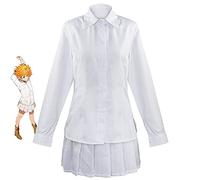 The Promised Neverland disfraz de cosplay, Emma Norman camisa falda pantalones, uniforme escolar, disfraz de Halloween blanco para mujeres y hombres, Emma, M