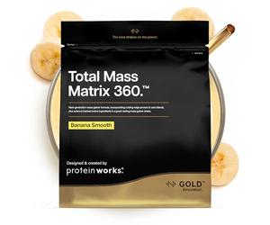 THE PROTEIN WORKS Total Mass Matrix Extreme Protein Powder | Masa Muscular | Alto en Calorías Para Ganar Masa | Con Glutamina, Creatina y Vitaminas | Plátano Suave | 1.325kg