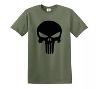 The Punisher - Camiseta divertida para hombre, diseño de calavera punk, cara de antihéroe, Marvel, verde (Military Green), XXL