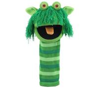 The Puppet Company Squelch ECO Sockette - Marioneta de mano ecológica, juguete de monstruo de pantano con sonrisa descarada y lengua chirriante, diversión para niños y adultos, 38 cm