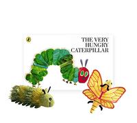 The Puppet Company The Very Hungry Caterpillar by Eric Carle - Juego de libro de cuentos para niños y marionetas de dedo (oruga, mariposa y bolsa de almacenamiento de terciopelo rojo con cremallera